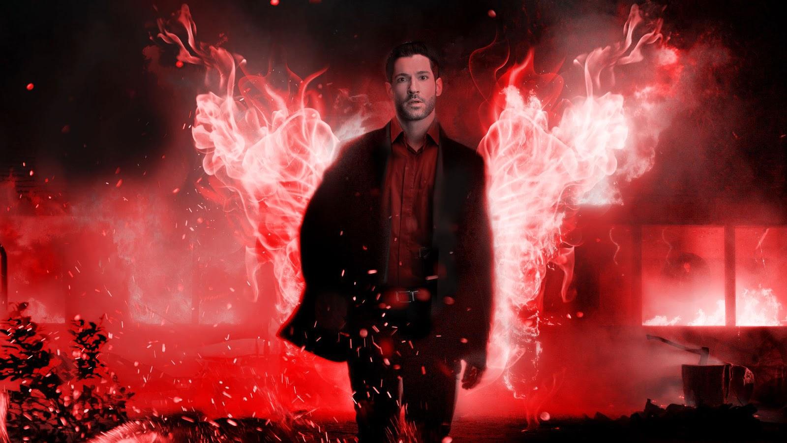 1600x900 lucifer wallpaper, red, human, geological phenomenon, darkness, font, movie, event, flesh, flare, fictional character