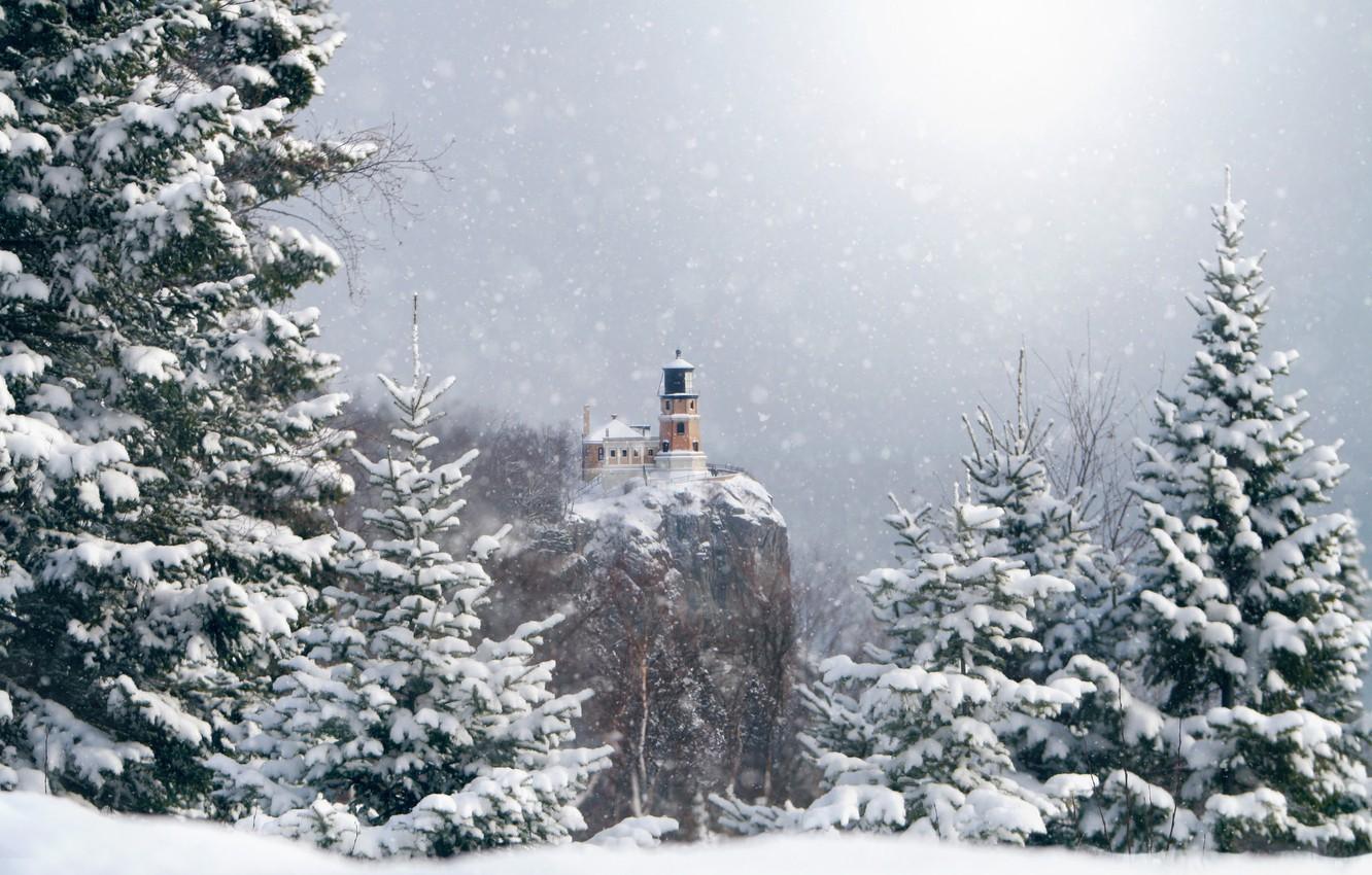 1332x850 Wallpaper Minnesota, Split Rock Lighthouse, Beaver Bay, Winter Kindness image for desktop, section пейзажи