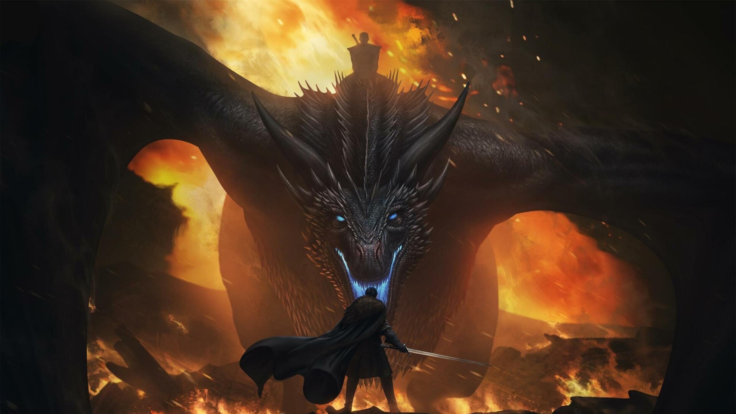 2560x1440 Jon Snow Vs Night King Dragon 1440P Resolution Wallpaper, HD TV Series 4K Wallpaper, Image, Photo and Background