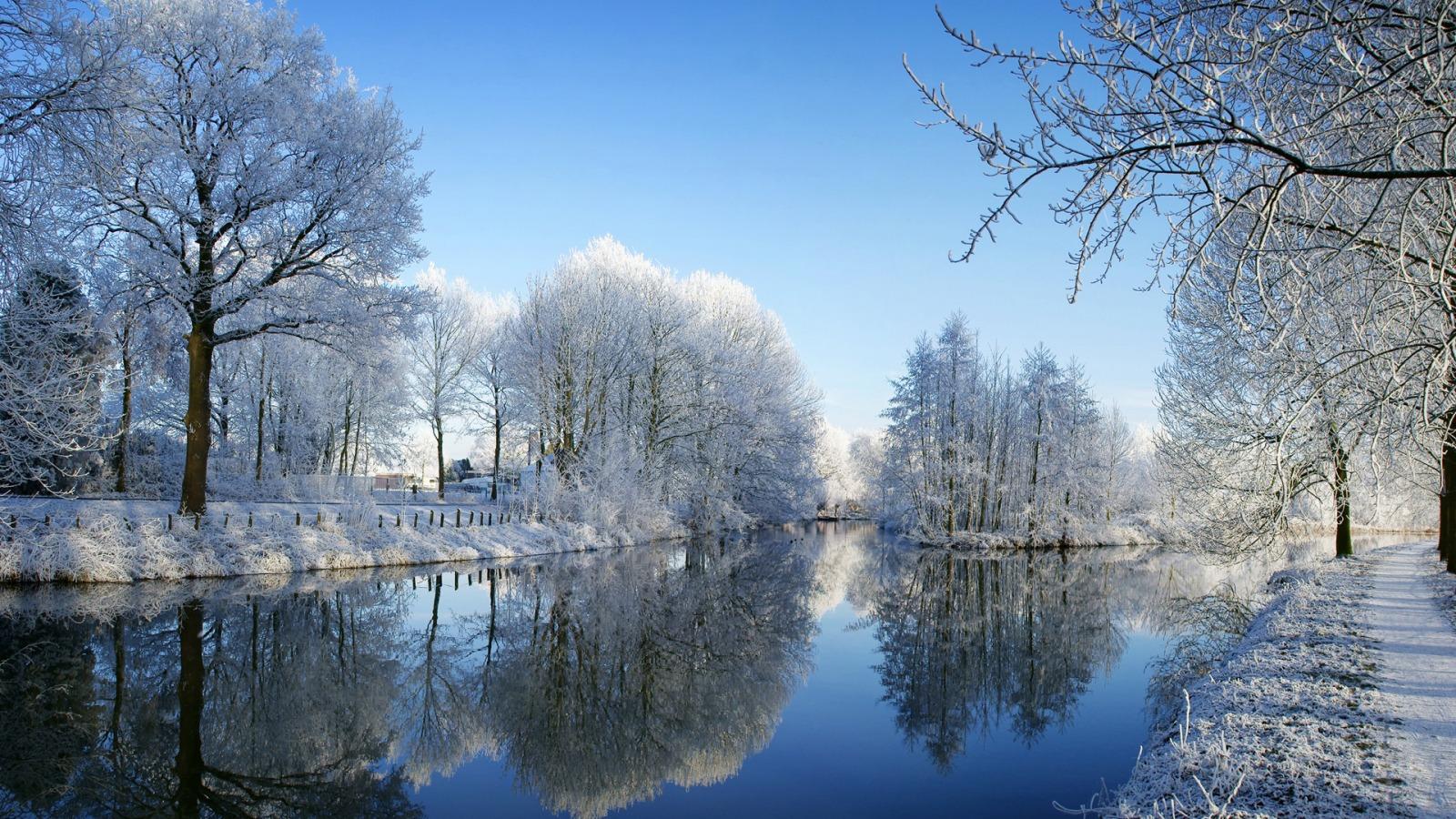 1600x900 Kromme Rijn Wallpaper Winter Nature Wallpaper in jpg format for free download
