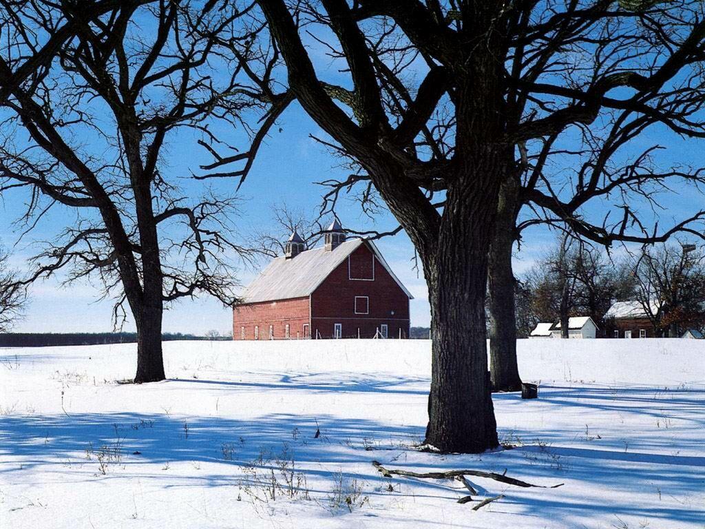 1024x768 Minnesota Snow Barn