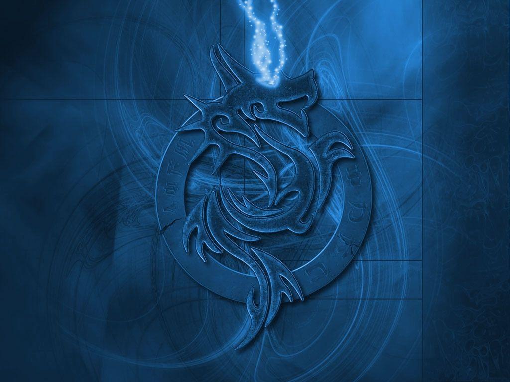 1024x768 Blue Tribal Wallpaper