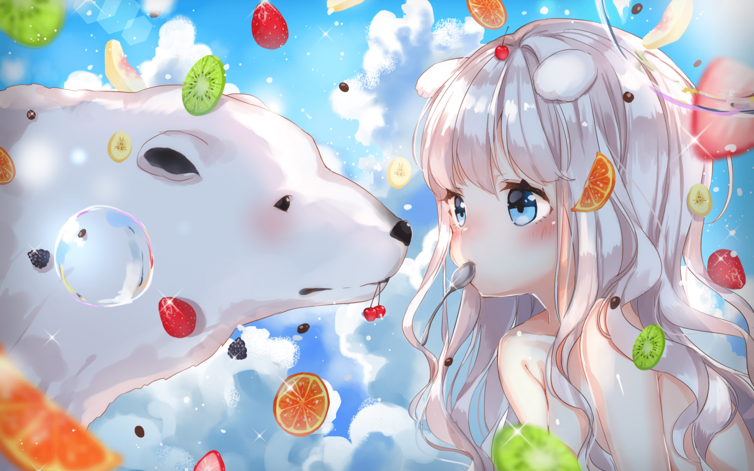 2560x1600 White Hair Anime Girl Loli Wallpaper