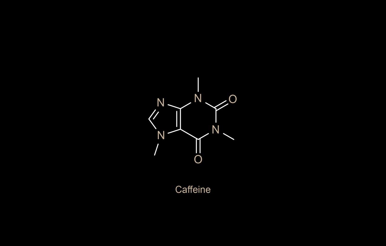 1332x850 Wallpaper minimalism, oxygen, chemistry, black background, science, simple background, nitrogen, Caffeine, chemical structures image for desktop, section минимализм