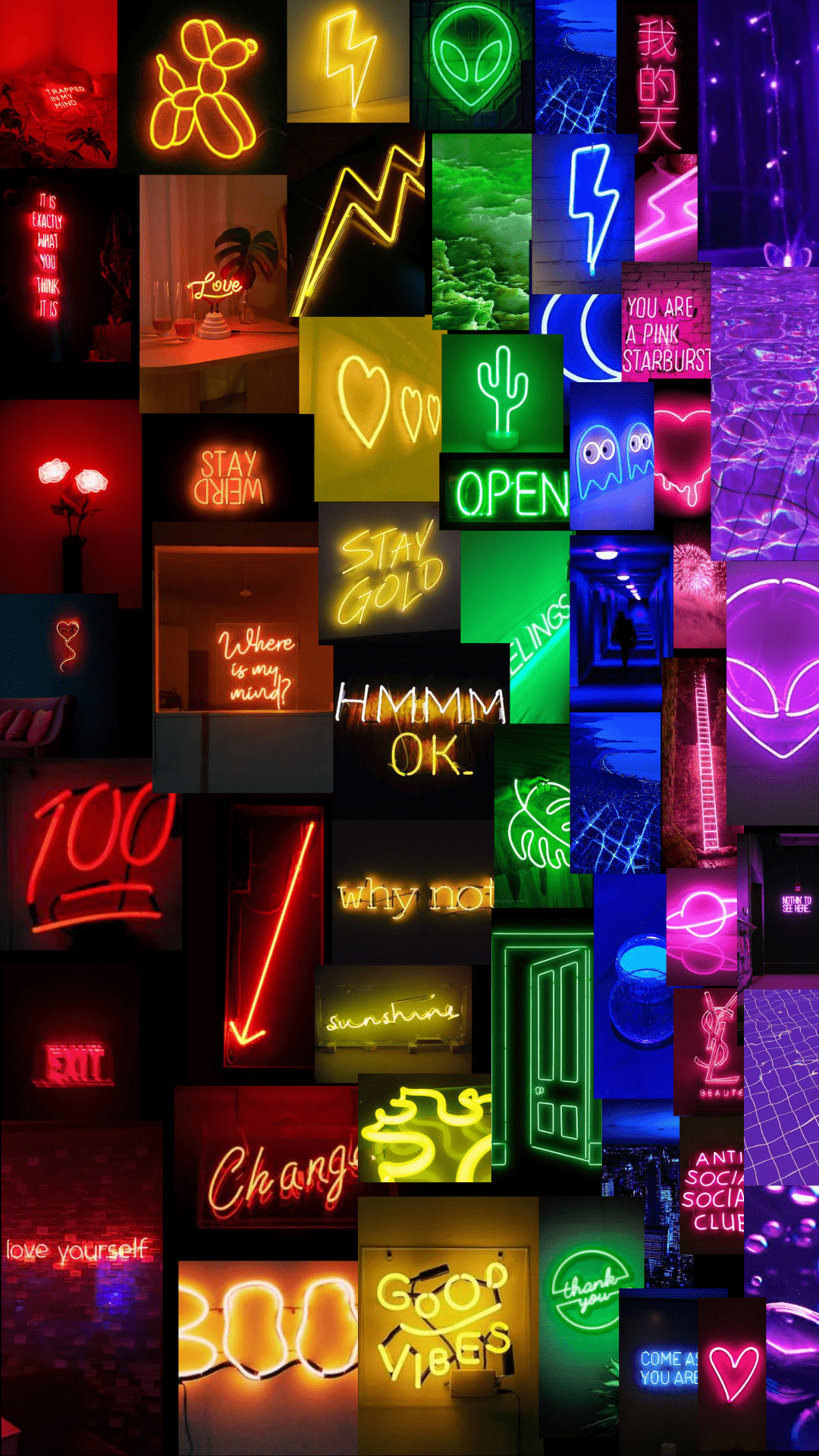 1080x1920 Black Wallpaper Tumblr Neon Rainbow Aesthetic