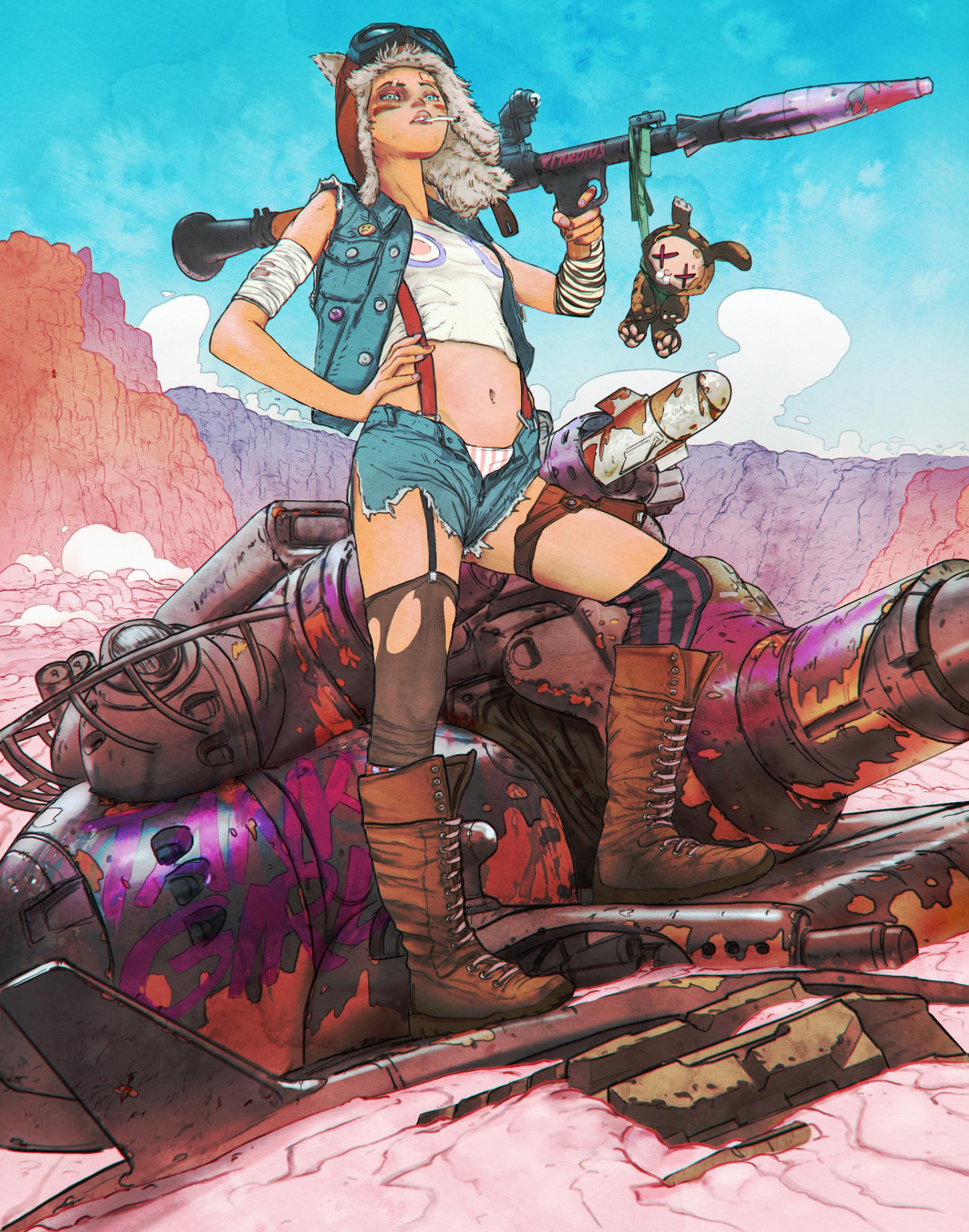 1844x2345 #rust, #fantasy weapon, #Tank Girl, wallpaper. Mocah HD Wallpaper