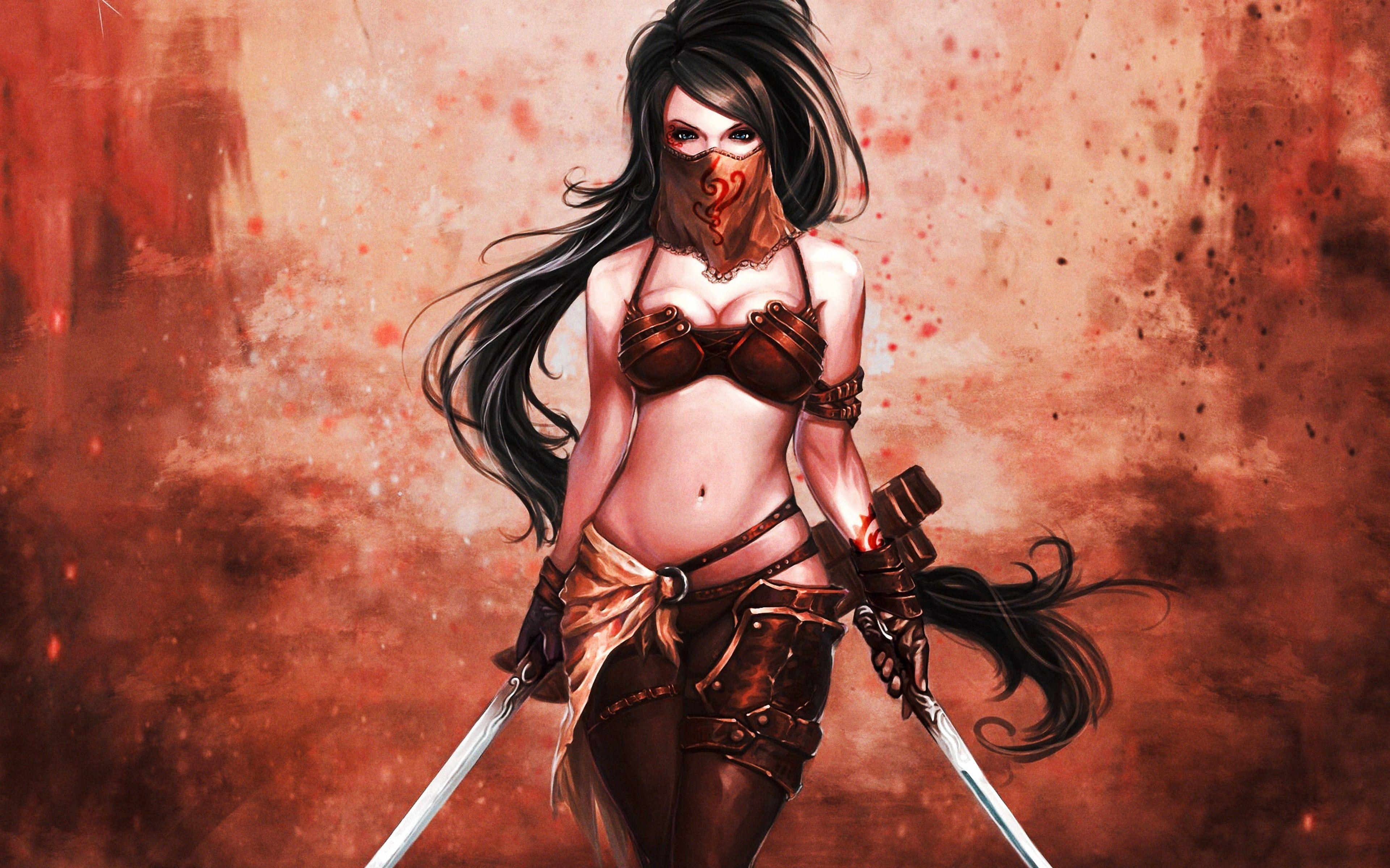 3840x2400 Fantasy girls assassin swords Wallpaper and Free