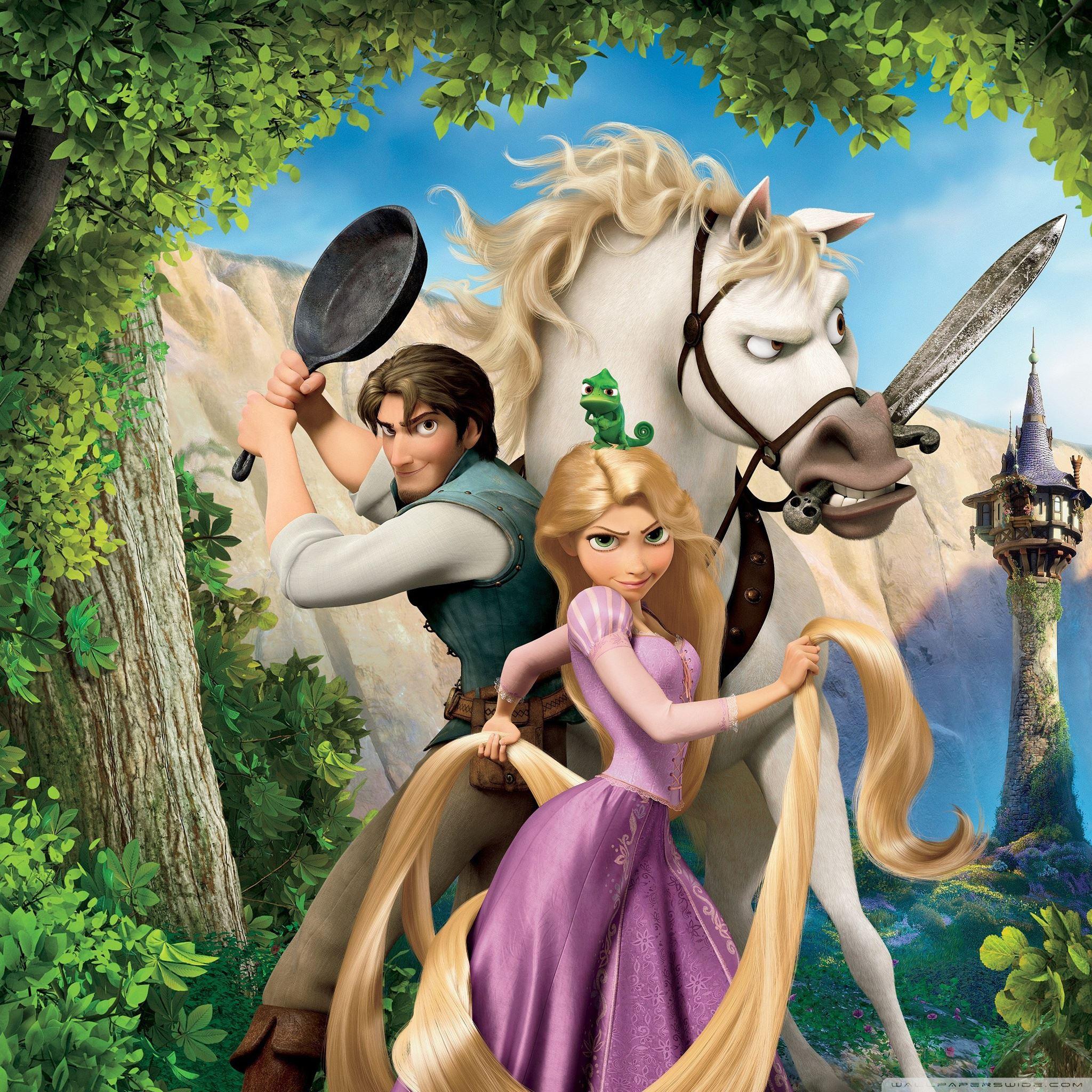 2048x2048 Tangled Rapunzel Flynn And Maximus iPad Air Wallpaper Free Download