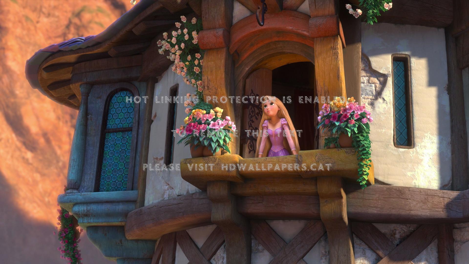1920x1080 tangled (2010) flower princess window tower
