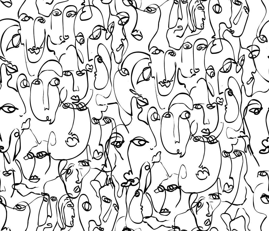 1027x883 Picasso Inspired Wallpaper Pattern Wall Mural