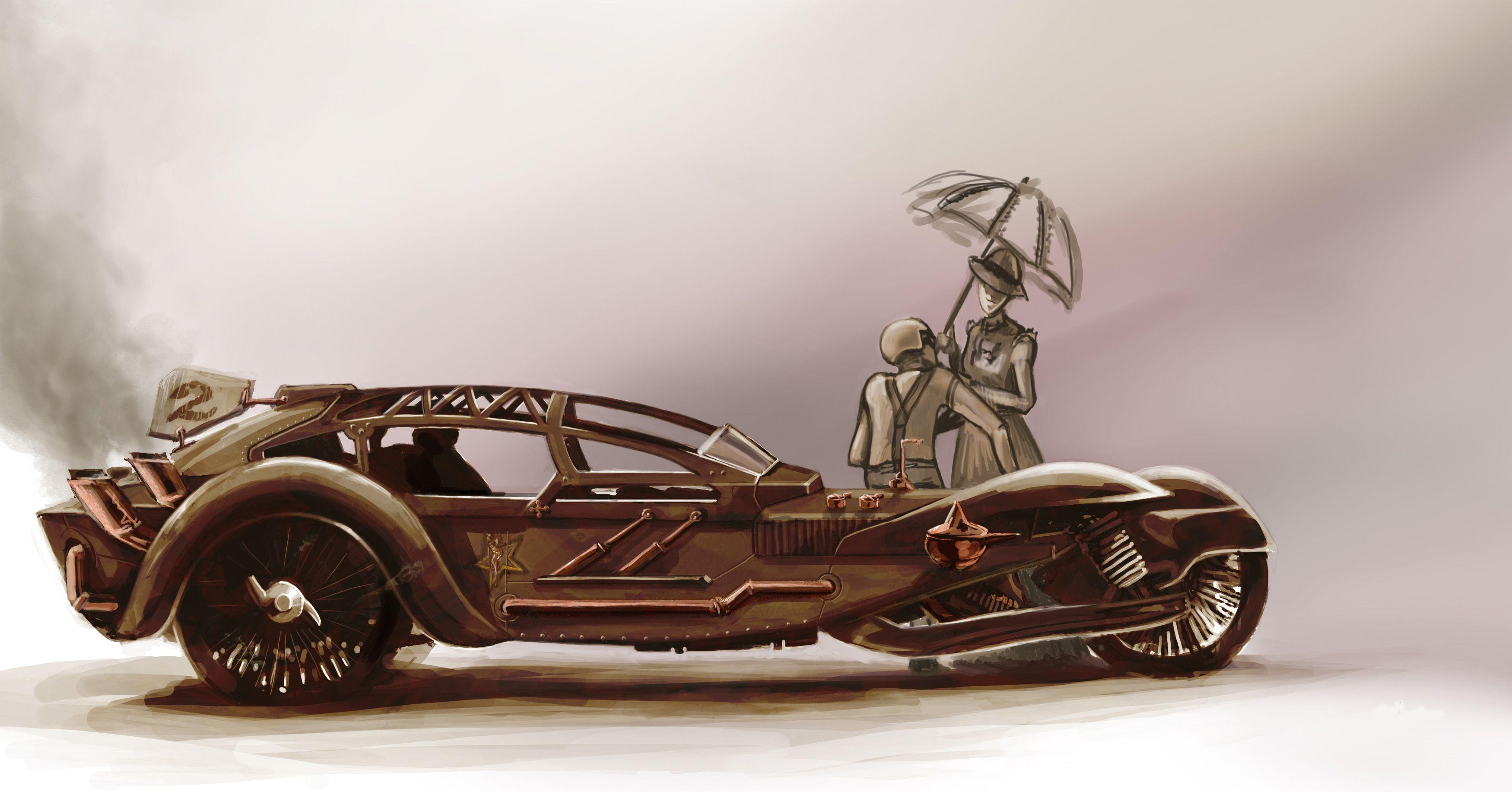 3500x1833 Steampunk wallpaper, Steampunk, Car wallpaper