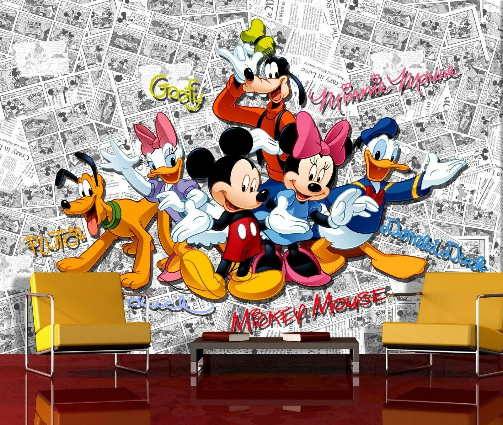 1600x1350 Disney Mickey Mouse Bedroom Wallpaper Children's Photo Wall Mural White Comics online