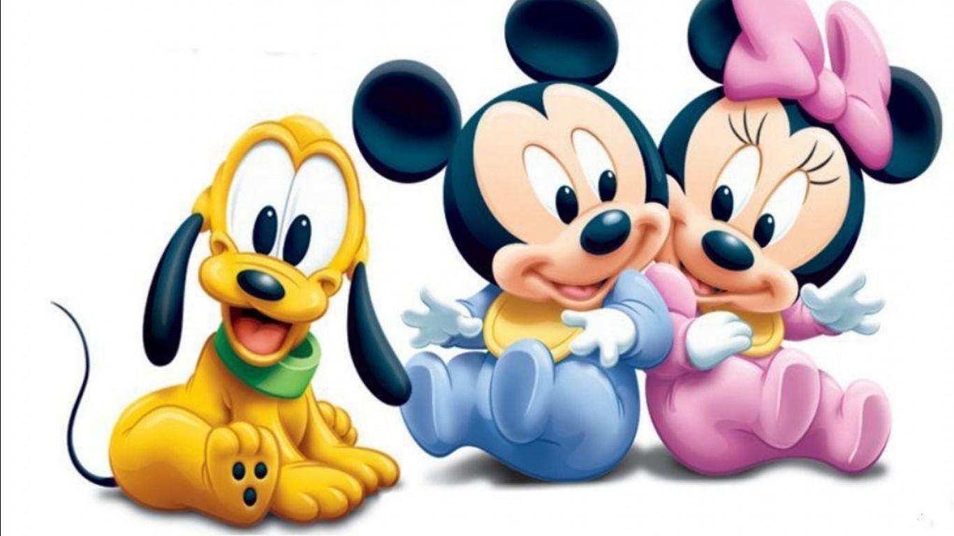 1366x768 Minnie Mouse Mickey Mouse And Pet Puppy With White Background HD Minnie Mouse Wallpaper