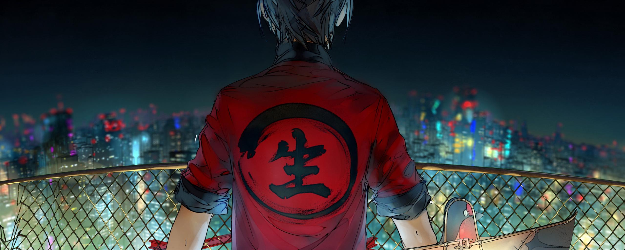2560x1024 Desktop Wallpaper Anime Boy, Fence, Original, 4k, HD Image, Picture, Background, 7f126e
