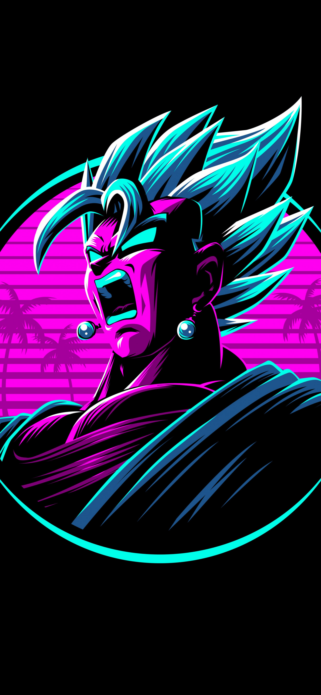 1284x2778 Vegito Wallpaper 4K, Dragon Ball Z, Neon, AMOLED, Black Background, Black Dark