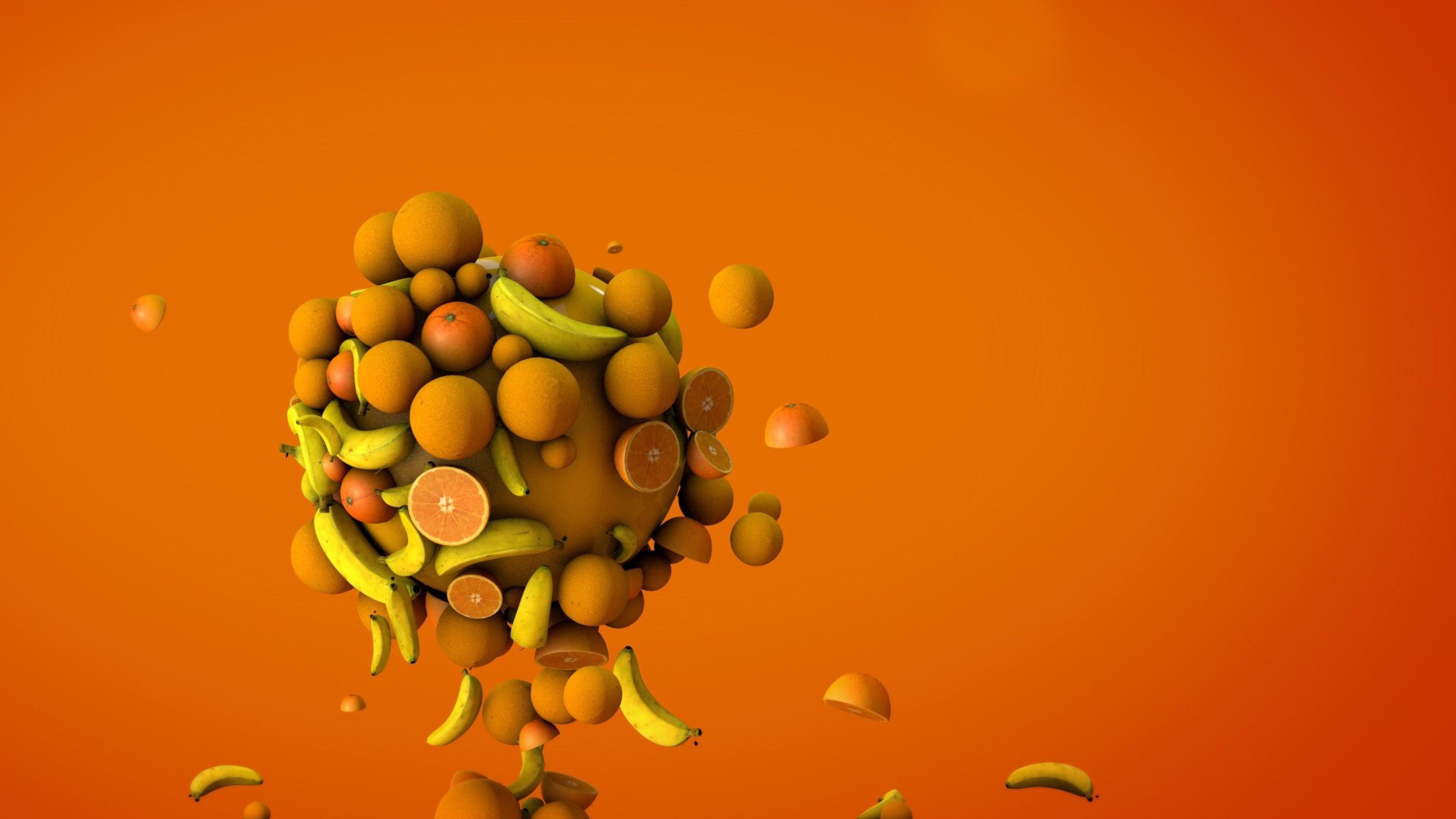 3840x2160 Orange Bananas 3D 1400x900 Resolution HD 4k Wallpaper, Image, Background, Photo and Picture