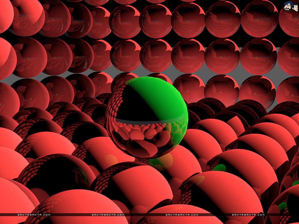 1024x768 3D Orange Ball Abstract Wallpaper