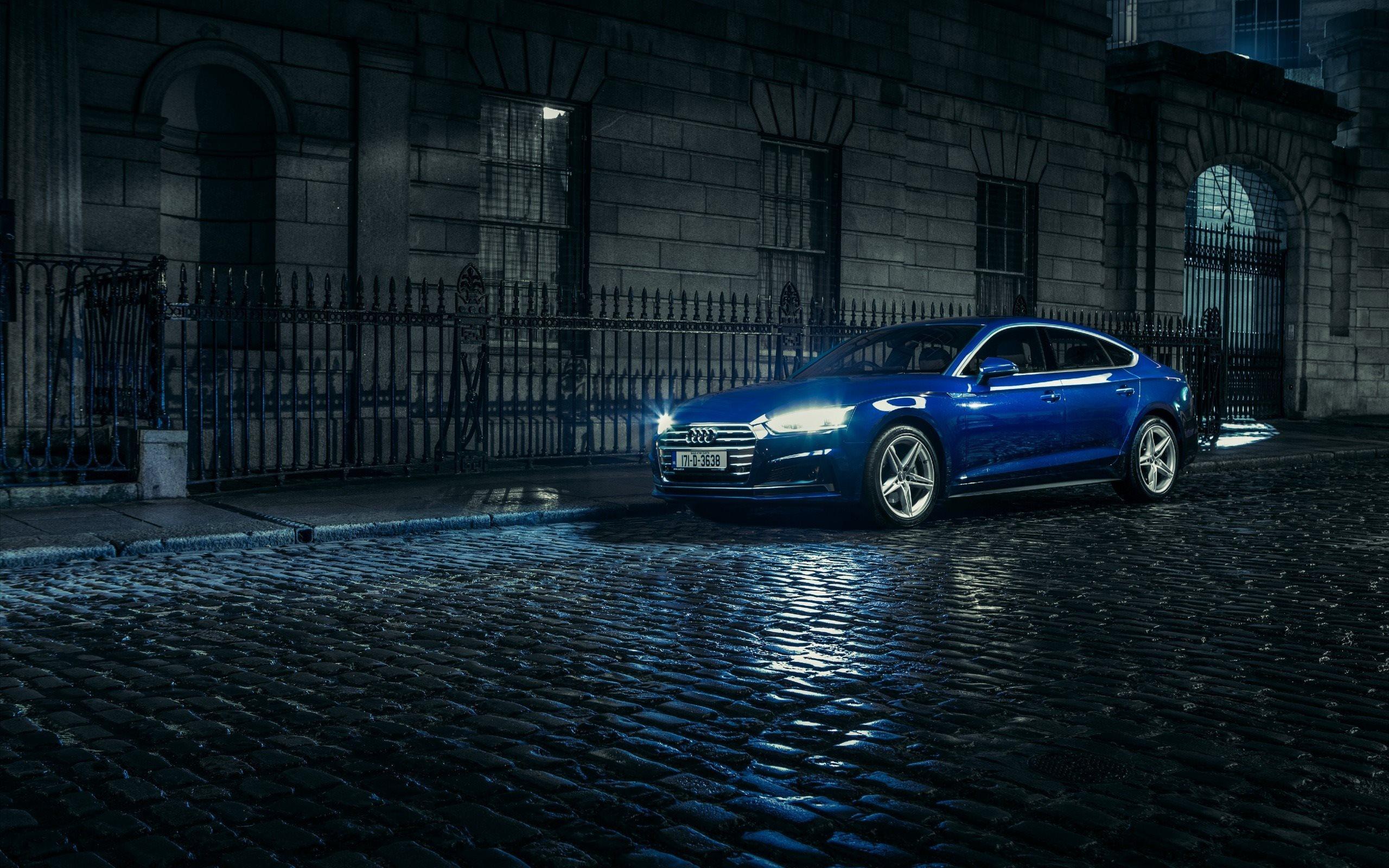 2560x1600 Download wallpaper Audi A5 Sportback, TDI quattro, S line, blue Audi, A5 blue, night for desktop with resolution 2560x1600. High Quality HD picture wallpaper
