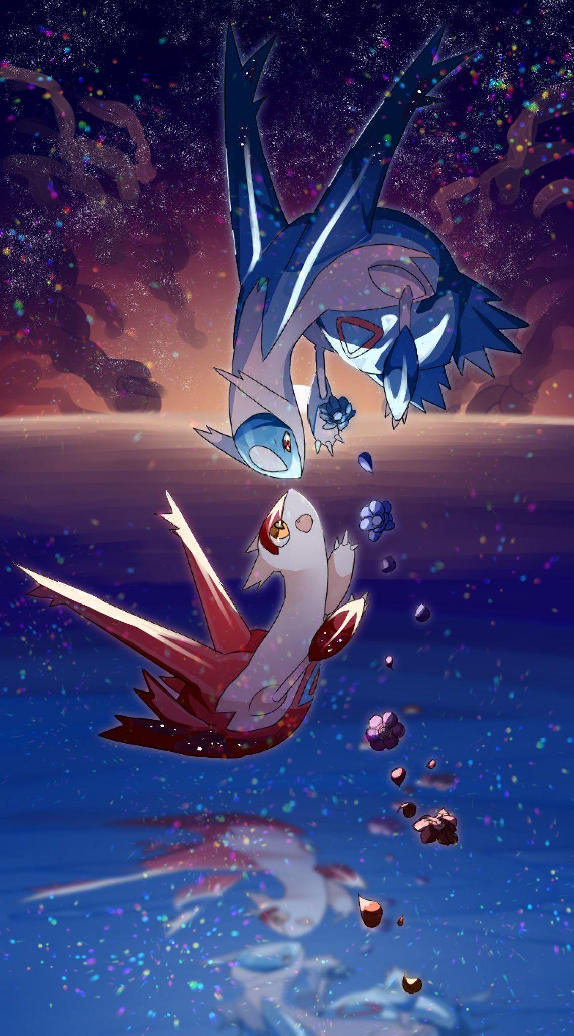 1135x2048 Sylveon and Latios Wallpaper