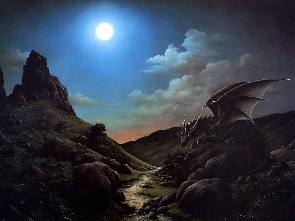 1024x768 Dragon sits on a stone wallpaper and image, picture, photo