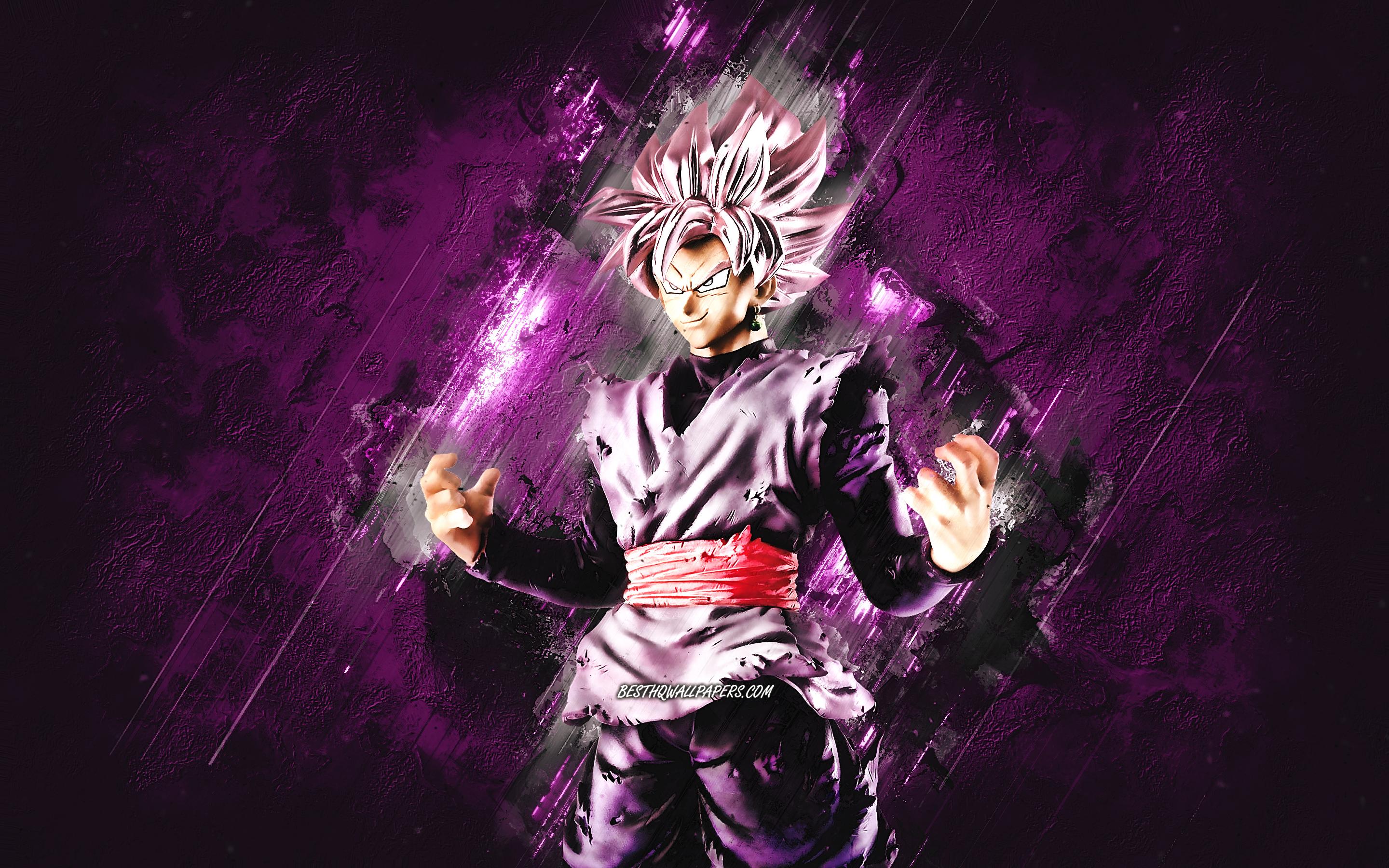 2880x1800 Download wallpaper Black Goku, Dragon Ball, portrait, purple stone background, Dragon Ball characters, anime characters, japanese manga, Dragon Ball Super, Goku Black for desktop with resolution 2880x1800. High Quality HD picture wallpaper