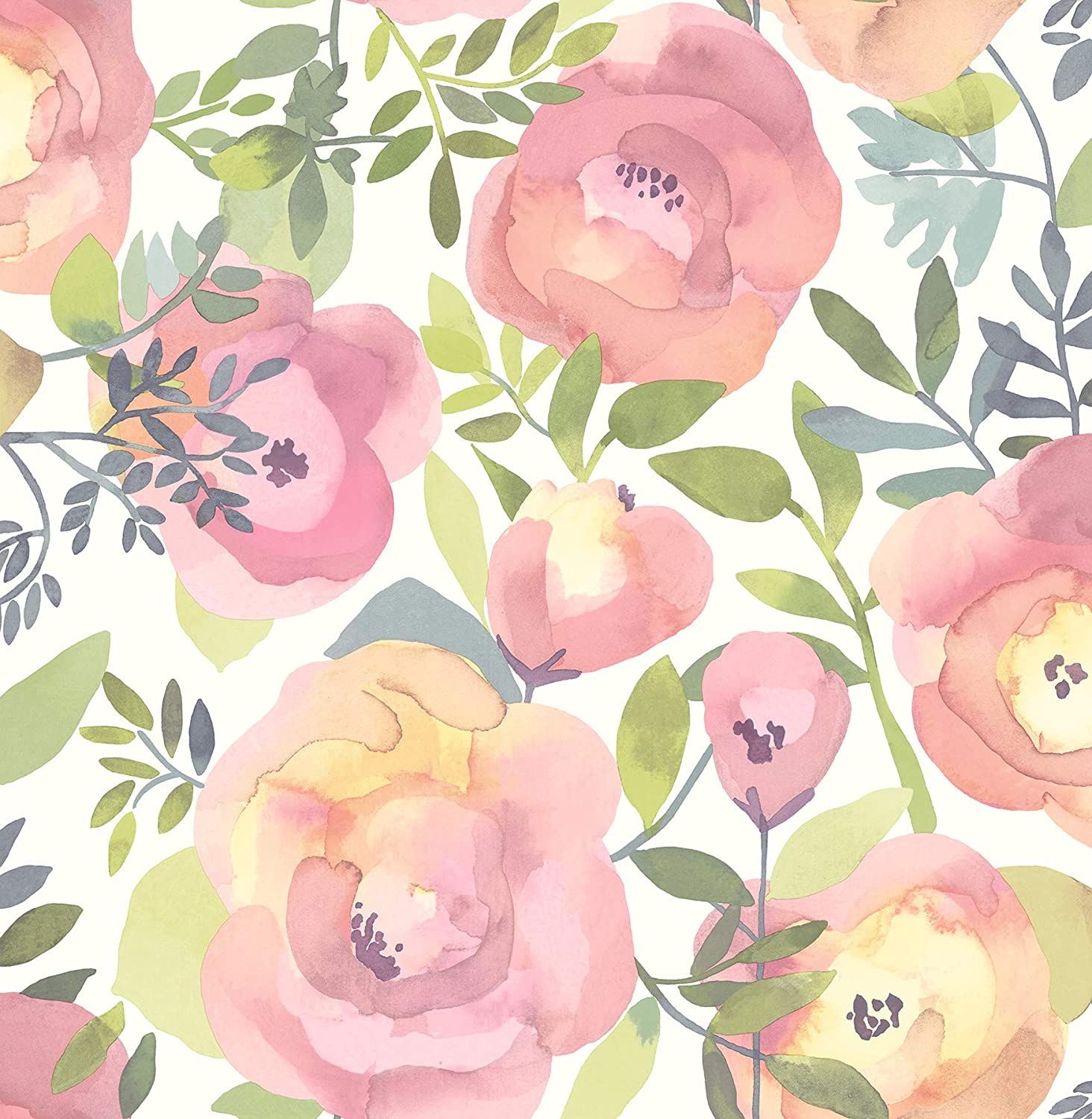 1464x1500 NuWallpaper NU3035 Peachy Keen Pink Peel & Stick Wallpaper : Everything Else