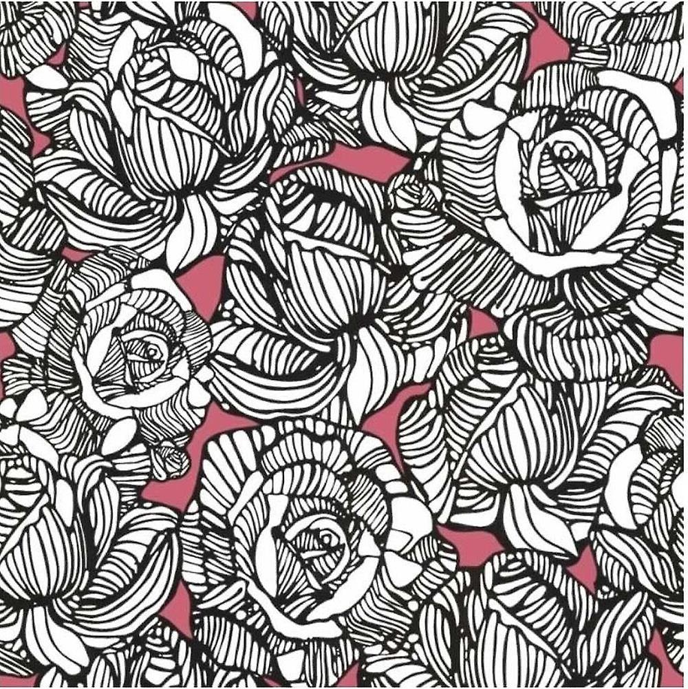 1000x1001 Black White Pink Floral Wallpaper Flower Roses Fine Decor