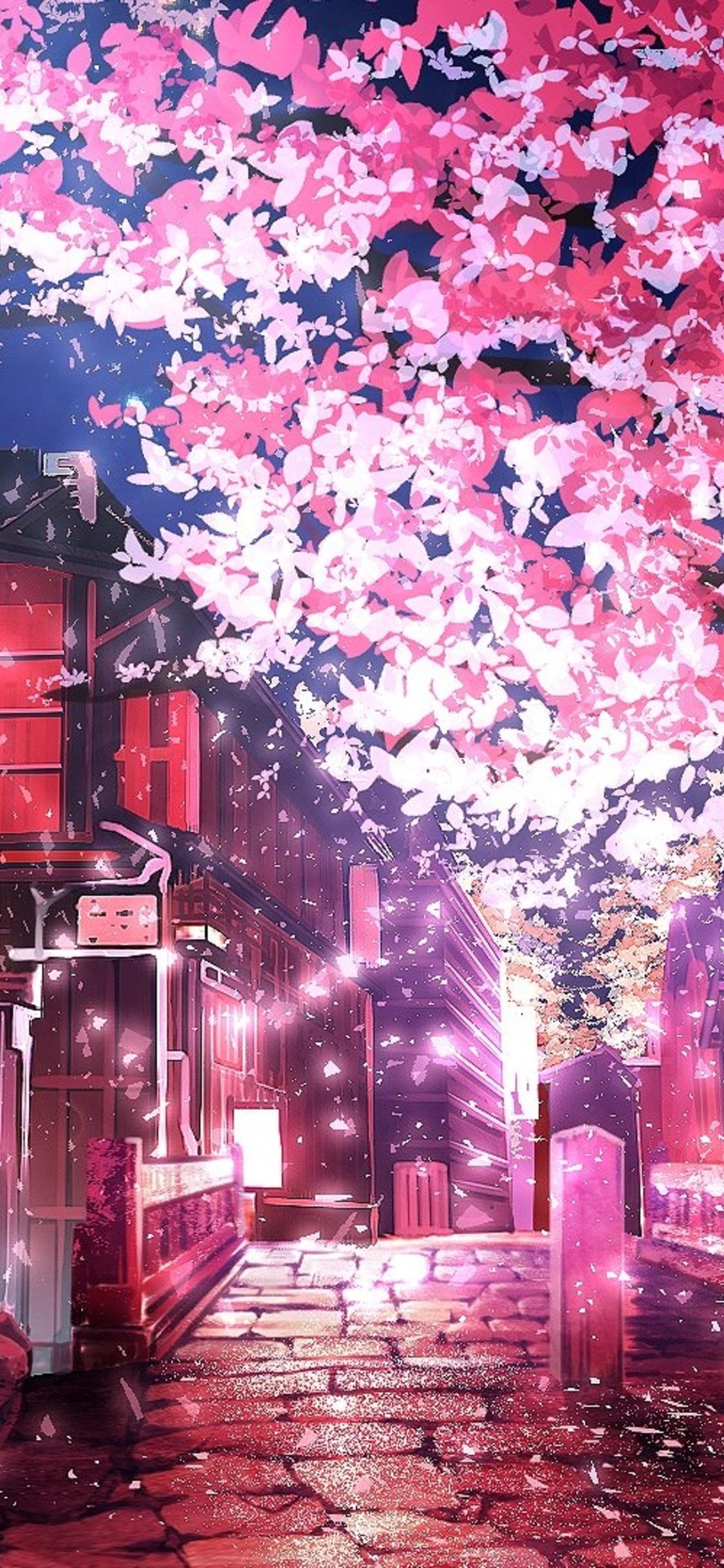 1125x2436 Cherry Blossom Anime Wallpaper Laptop