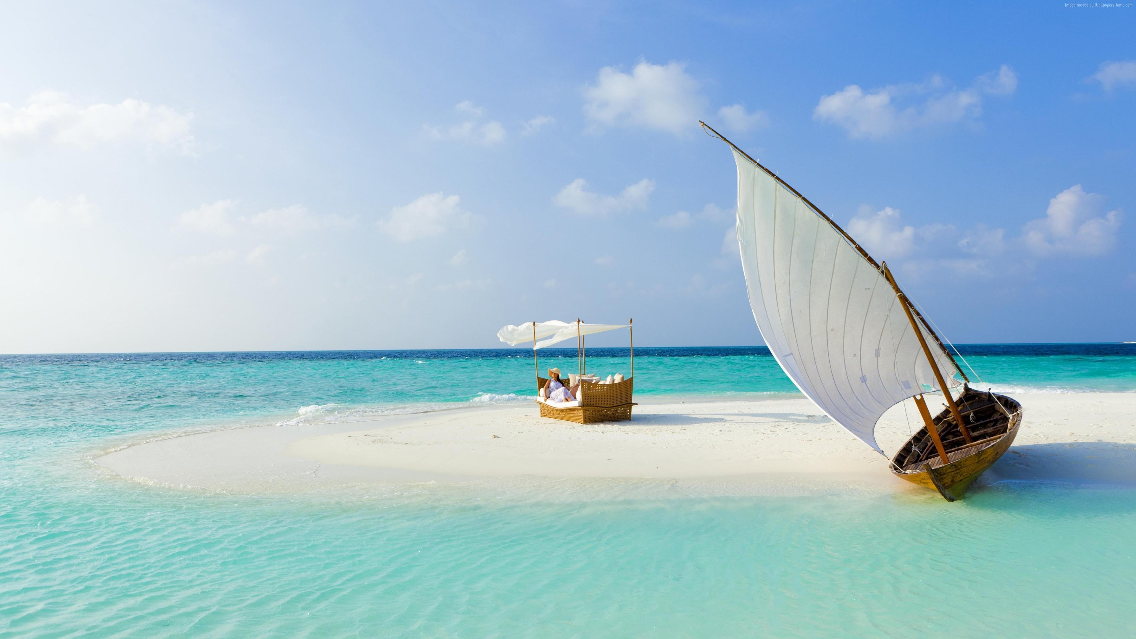 3840x2160 Wallpaper Baros Maldives, 5k, 4k wallpaper, Male Attols, Best Hotels of Best beaches of tourism, travel, resort, vacation, sea, ocean, water, boat, sky, clouds, World& Wallpaper Download Resolution 4K Wallpaper