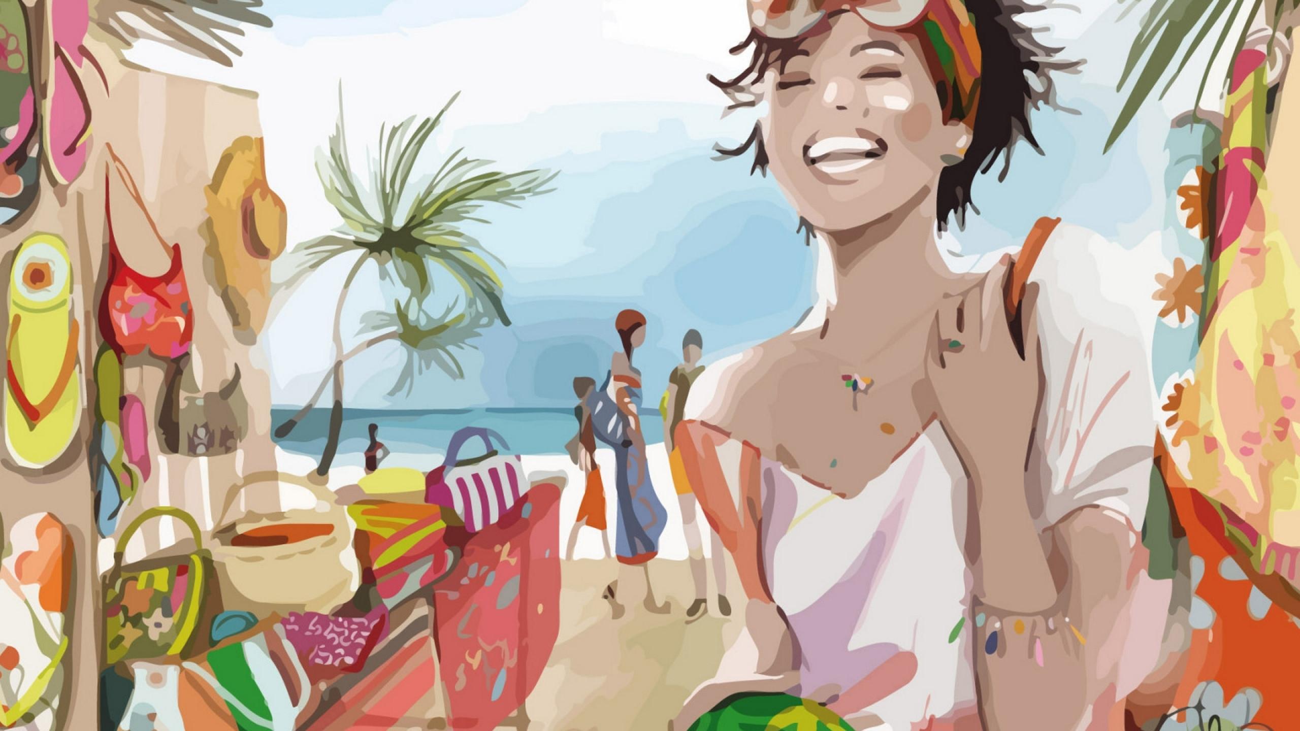 2560x1440 girl, beach, vacation 1440P Resolution Wallpaper, HD Vector 4K Wallpaper, Image, Photo and Background
