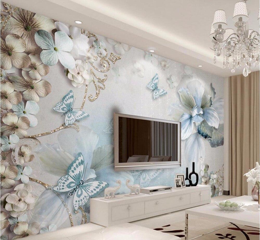 1000x924 beibehang 3D mural Wallpaper for Living Room Lily Pearl Necklace Diamond Flower TV Background wall papers home decor. wallpaper for living room. mural wallpaper3D mural wallpaper