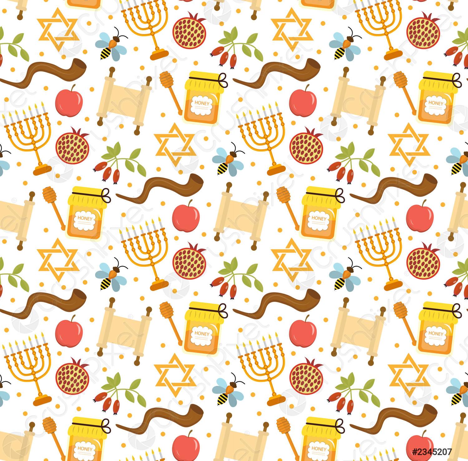 Laeacco Happy Rosh Hashanah Background 10x6.5ft Jewish Holiday Vinyl Photography Backdrop Festive Apple Sweet Honey Shofar Pomegranate Grape Judaism Star of David Shana Tova Photo Prop Studio Banner