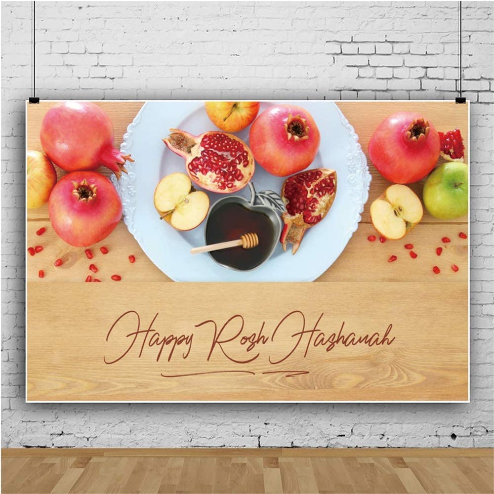 1000x1000 Amazon.com : Laeacco Rosh Hashanah Background 5x3ft Jewish New Year Photography Backdrop Wooden Table Honey Pomegranate Apple Fruits Feast Holiday Judaism Israel Cate Party Decor Photo Prop Studio Wallpaper