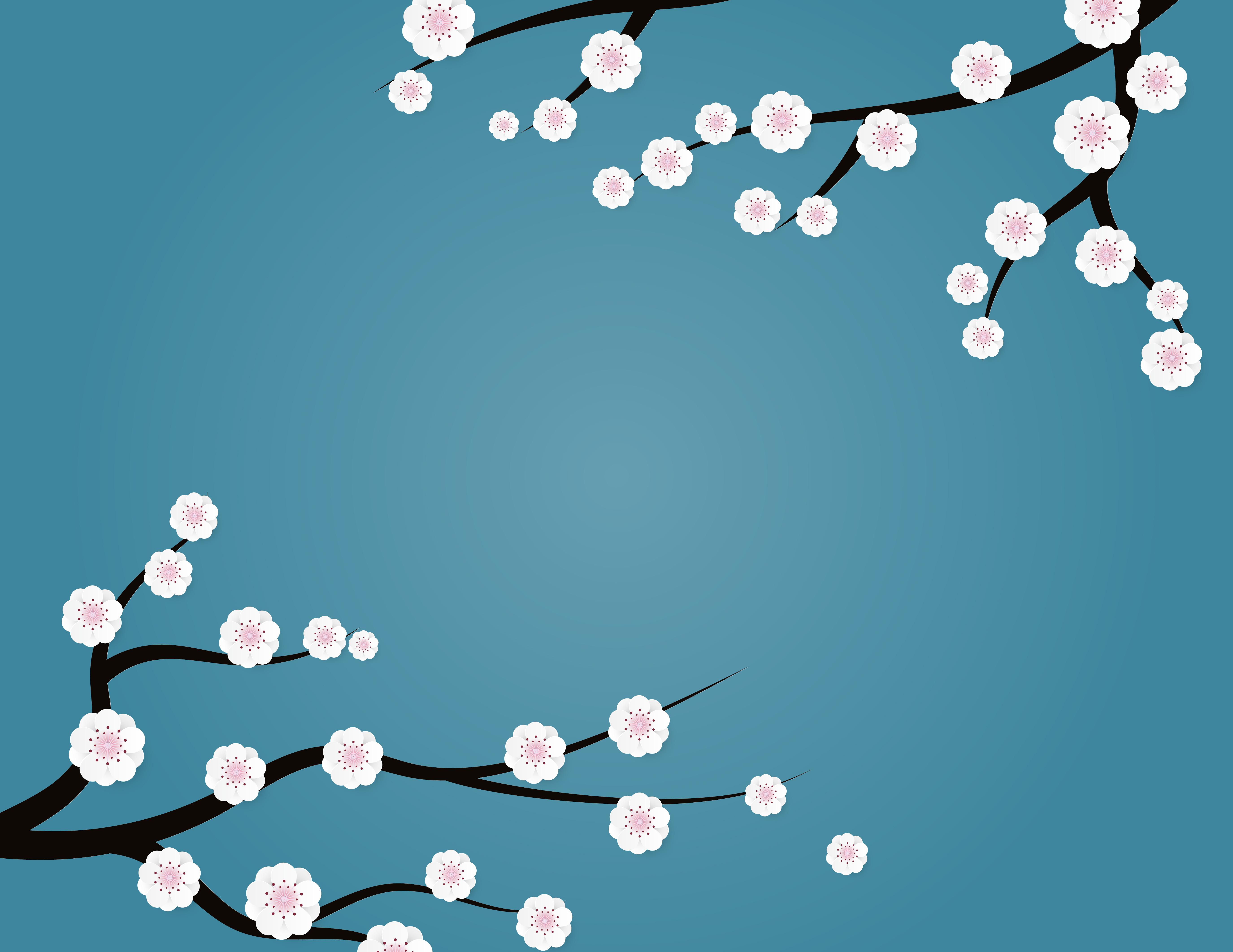 5500x4250 Creative vector illustration plum blossom with branches on background