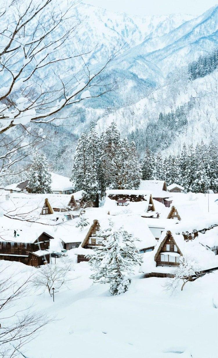 751x1232 Town covers in snow iPhone wallpaper, Winter iPhone wallpaper