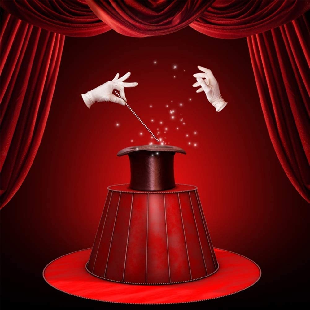 1001x1001 Amazon.com : Yeele 6x6ft Magic Show Backdrop for Photography Circus Red Curtain White Gloves Black Hat Theater Background Magician Kids Adults Photo Booth Studio Props Wallpaper