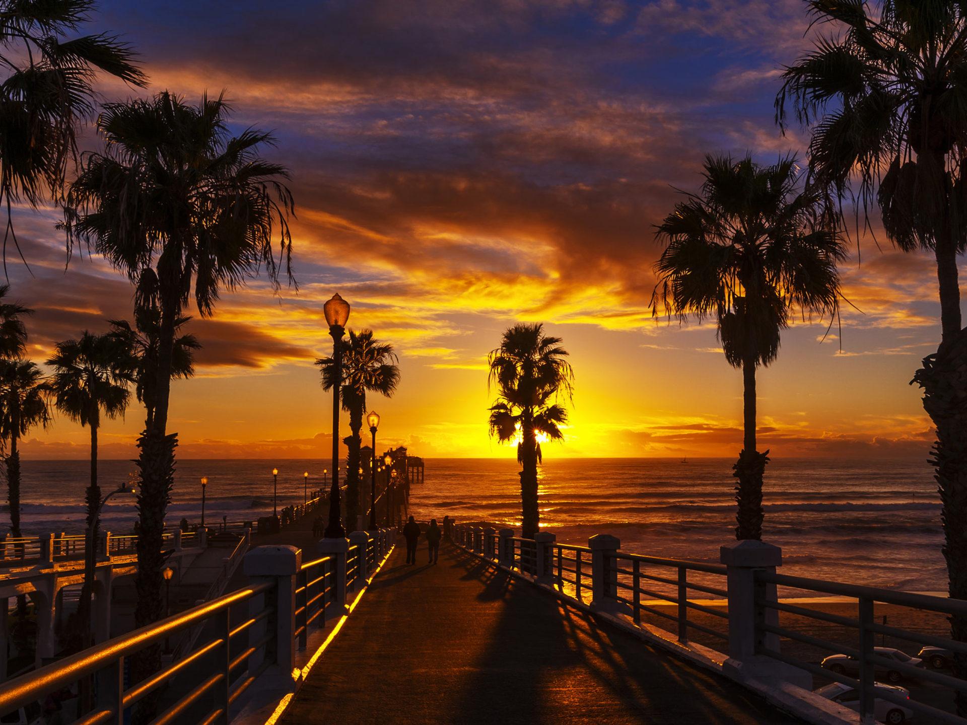 1920x1440 Sunset At The Oceanside Pier In The North County Of San Diego California Desktop HD Wallpaper For Mobile Phones Tablet And Pc 3840x2400 :