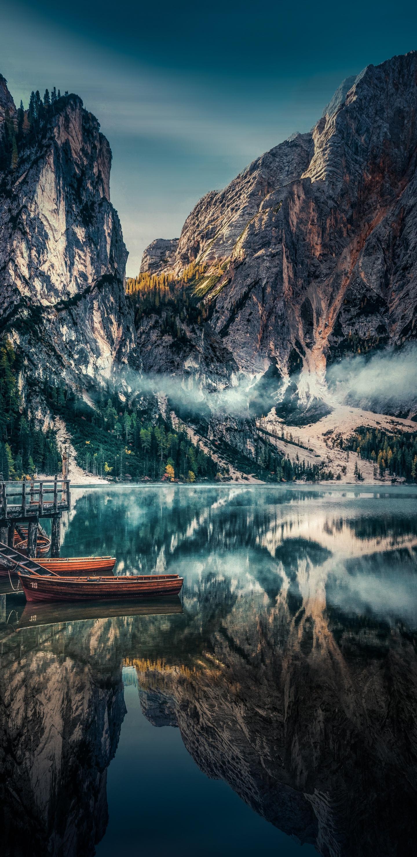 1440x2960 Download 1440x2960 wallpaper lake, boats, pier, mountains, reflections, nature, samsung galaxy s samsung galaxy s8 plus, 1440x2960 HD image, background, 8494