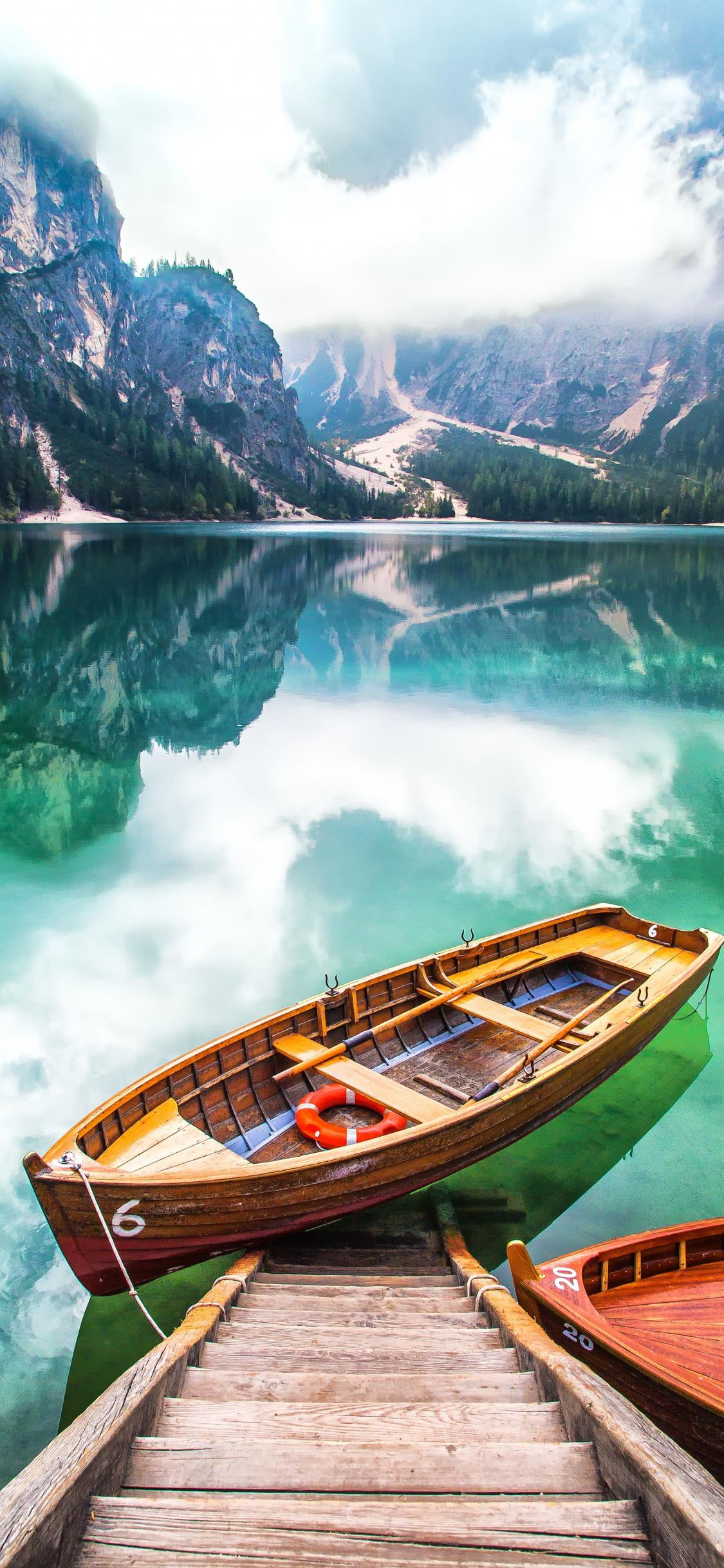 1125x2436 Download 1125x2436 wallpaper pier, boat, lake, mountains, nature, iphone x 1125x2436 HD image, background, 16412