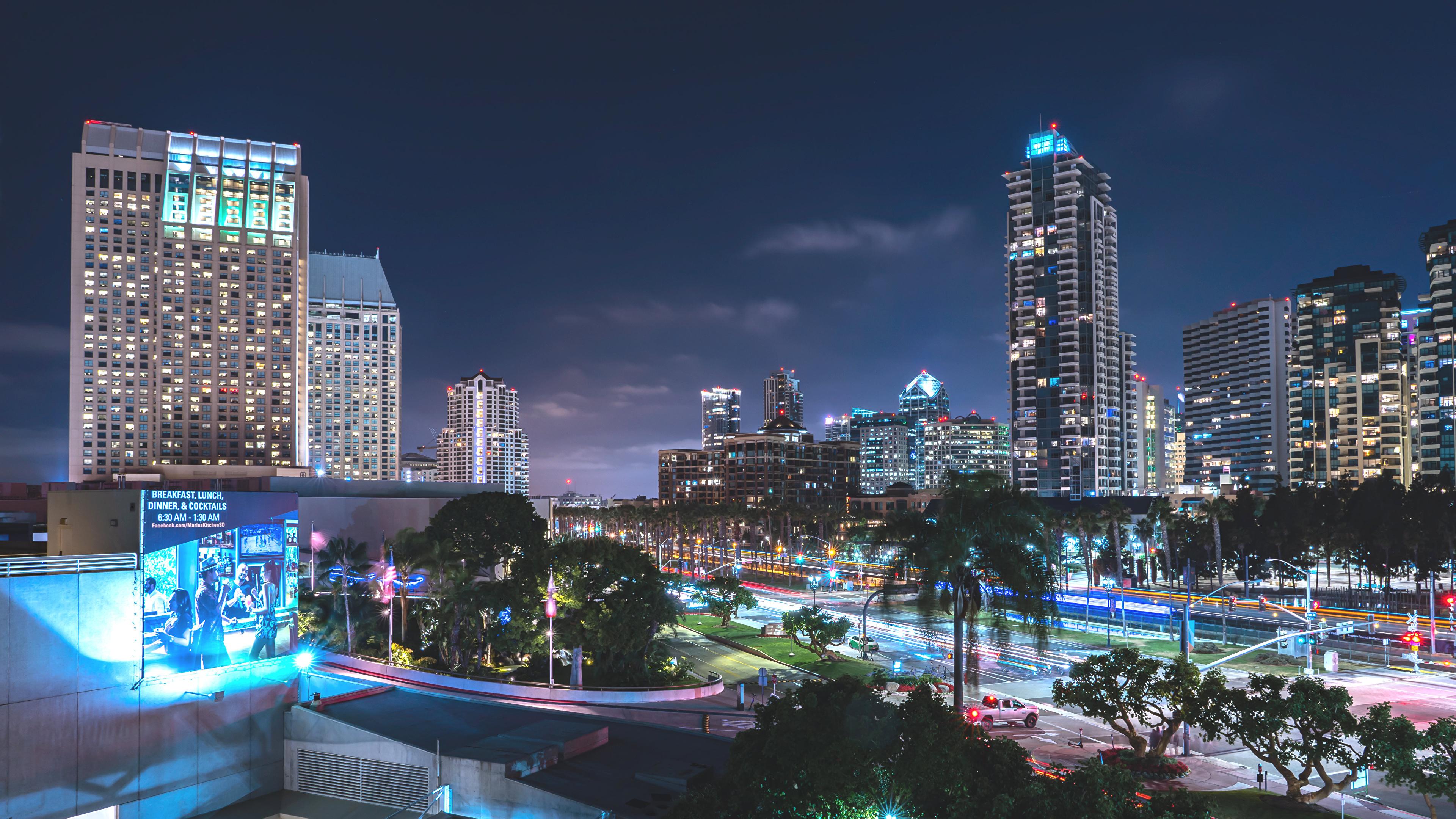 3840x2160 Desktop Wallpaper San Diego California USA Night Houses 3840x2160