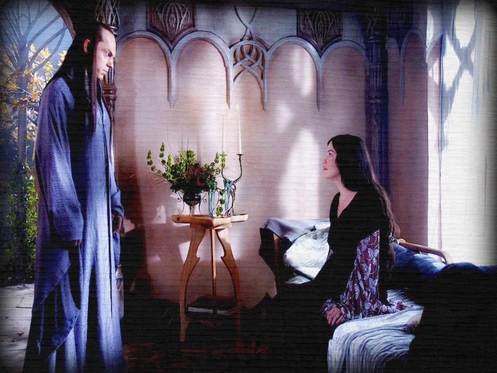 1024x768 Middle Earth And Beyond Wallpaper: Elrond And Arwen