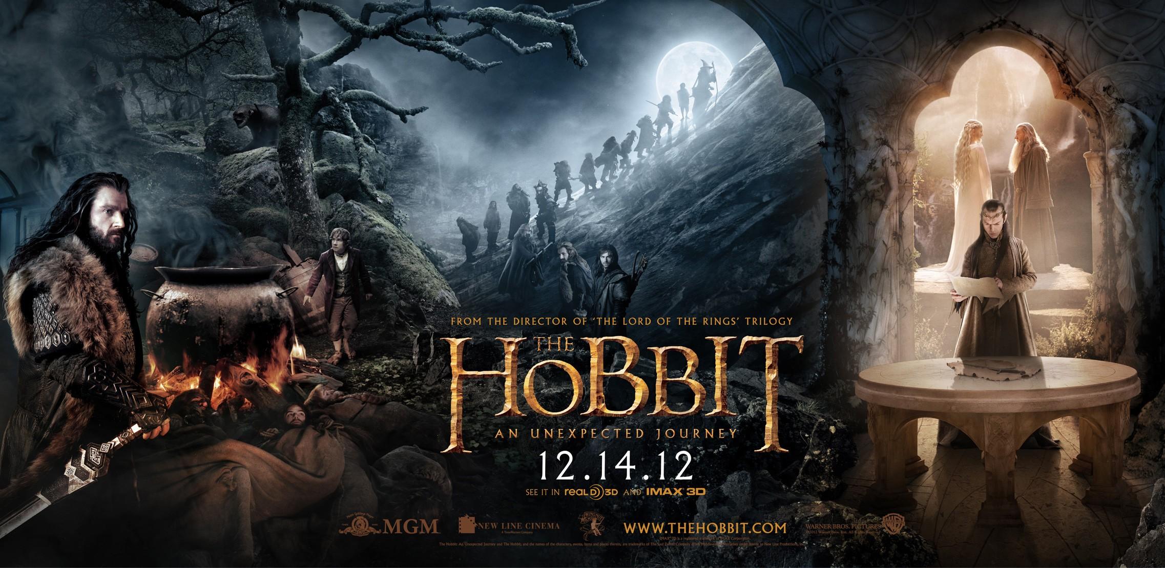 2274x1109 Gandalf, The Hobbit, movie posters, Bilbo Baggins, Galadriel, Elrond, Thorin Oakenshield, Kili, Fili, Richard Armitage wallpaper