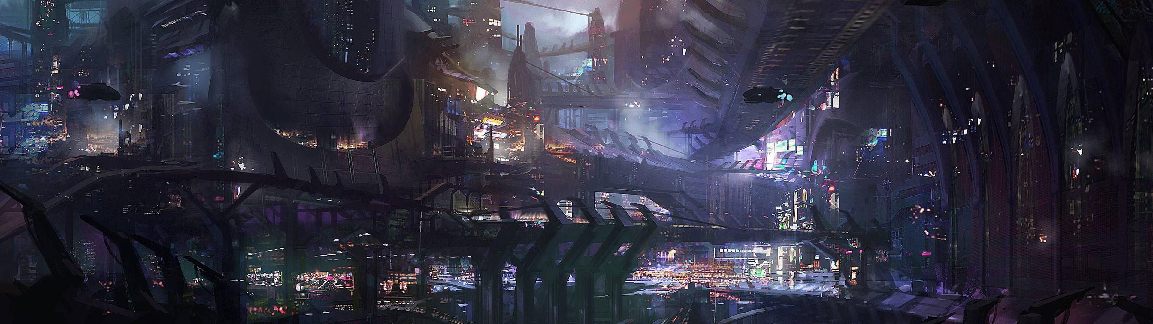 3840x1080 Concept Art Futuristic City 3840x1080 UHD Wallpaper. Walldump HD and UHD Wallpaper