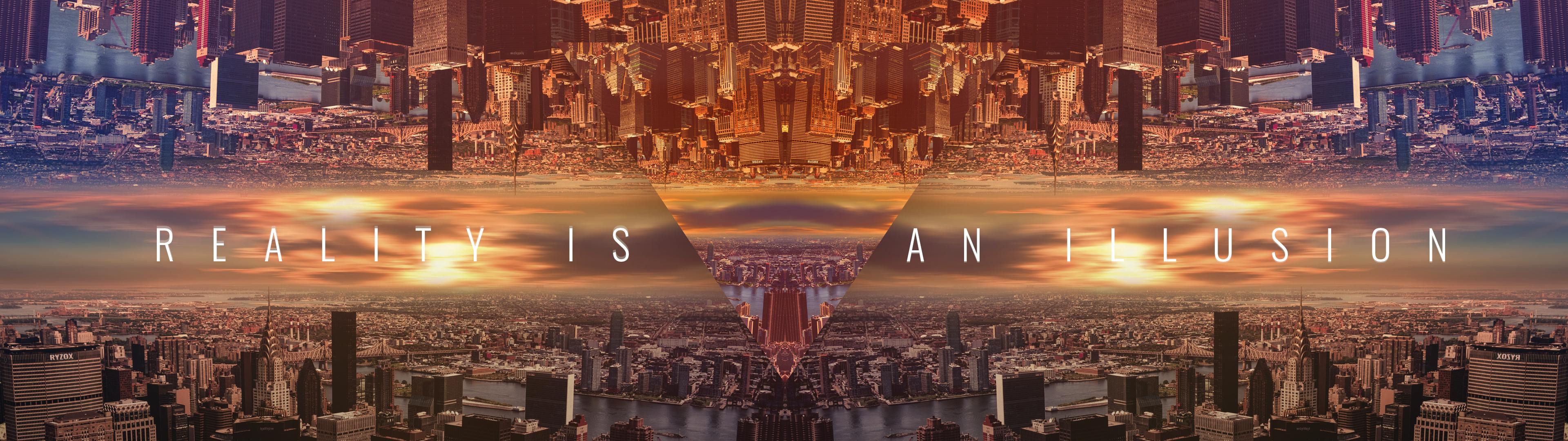 3840x1080 abstract, city, illusion, alternate reality, ultrawidex1080 Wallpaper