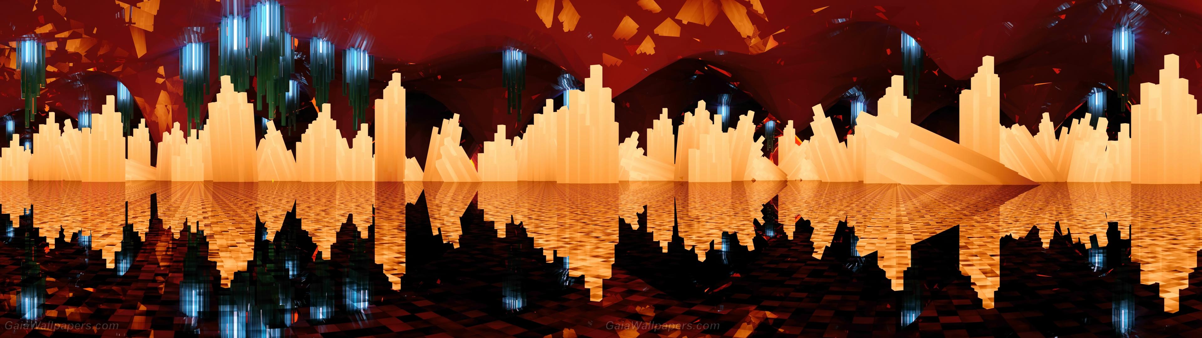 3840x1080 Incandescent energy crystals in the magic cave wallpaper 3840x1080 Desktop Wallpaper