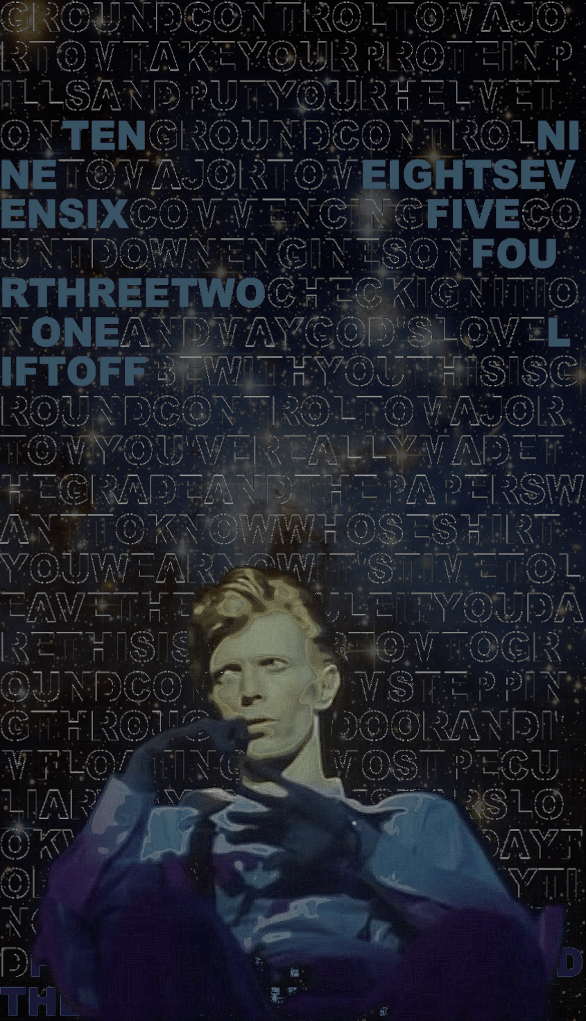 845x1472 Lately I've been doing phone wallpaper inspired by some of my favourite Bowie's songs. This one is for Space Oddity. If anyone is interested, I can post the other ones.: DavidBowie