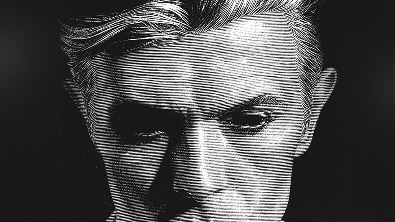 1366x768 David Bowie Art Face Singer Artist Bw Dark Illust Anime Wallpaper