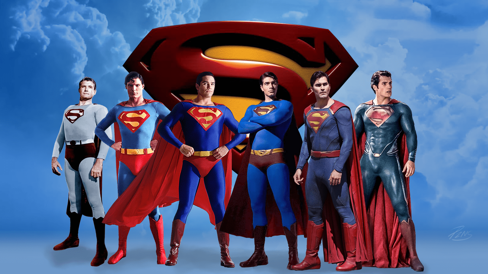 1600x900 Superman, who wore it best? With George Reeves, Christopher Reeve, Brandon Routh, Dean Cain, Tyler Hoechlin, Henry Cavill. Superhero, Pixel art, Supergirl dc