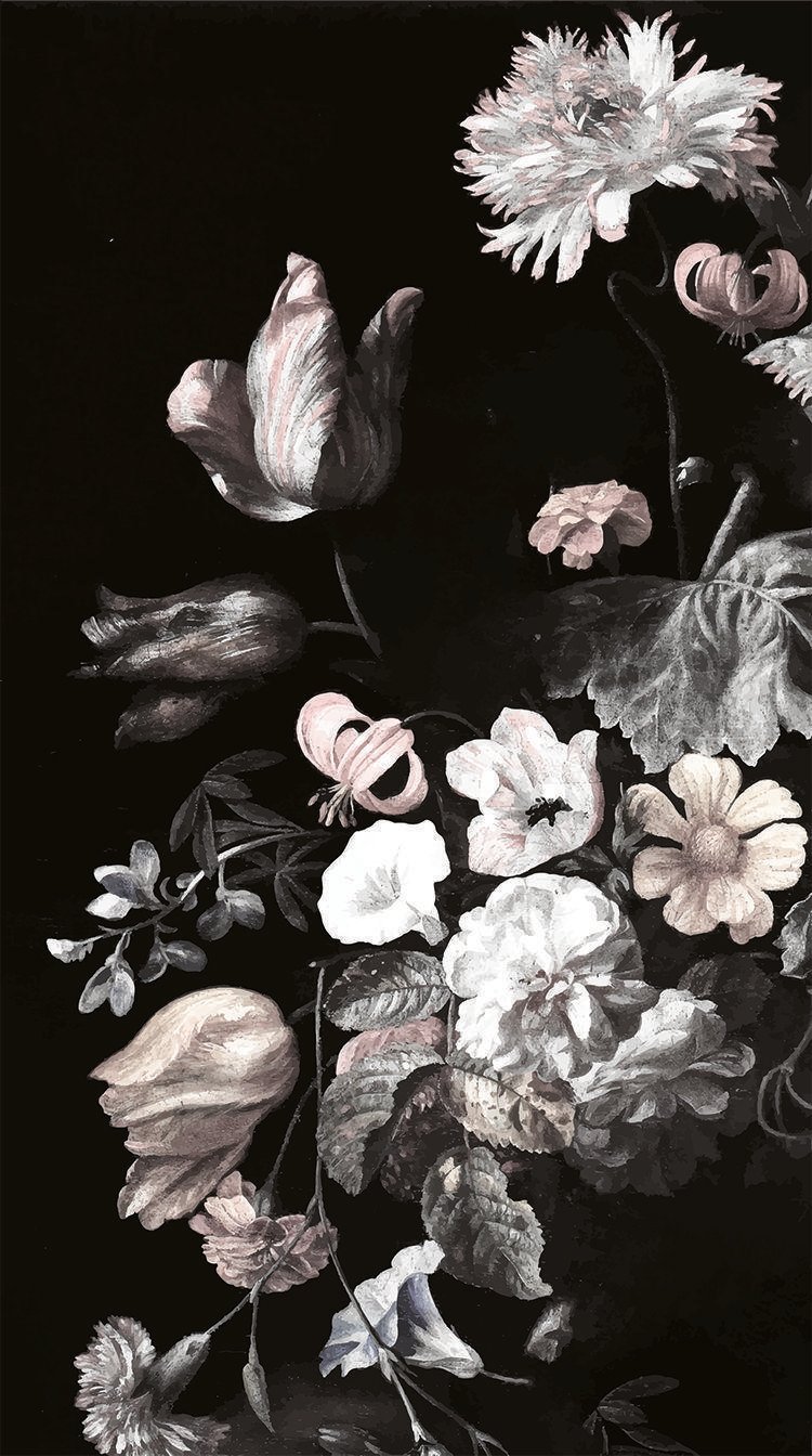 Black Flowers iPhone 7 Wallpaper 750x1334