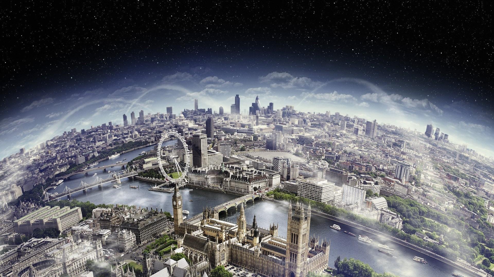 1920x1080 #panoramas, #River Thames, #digital art, #clouds, #river, #bridge, #Westminster, #London, #cityscape, #London Eye, wallpaper. Mocah HD Wallpaper